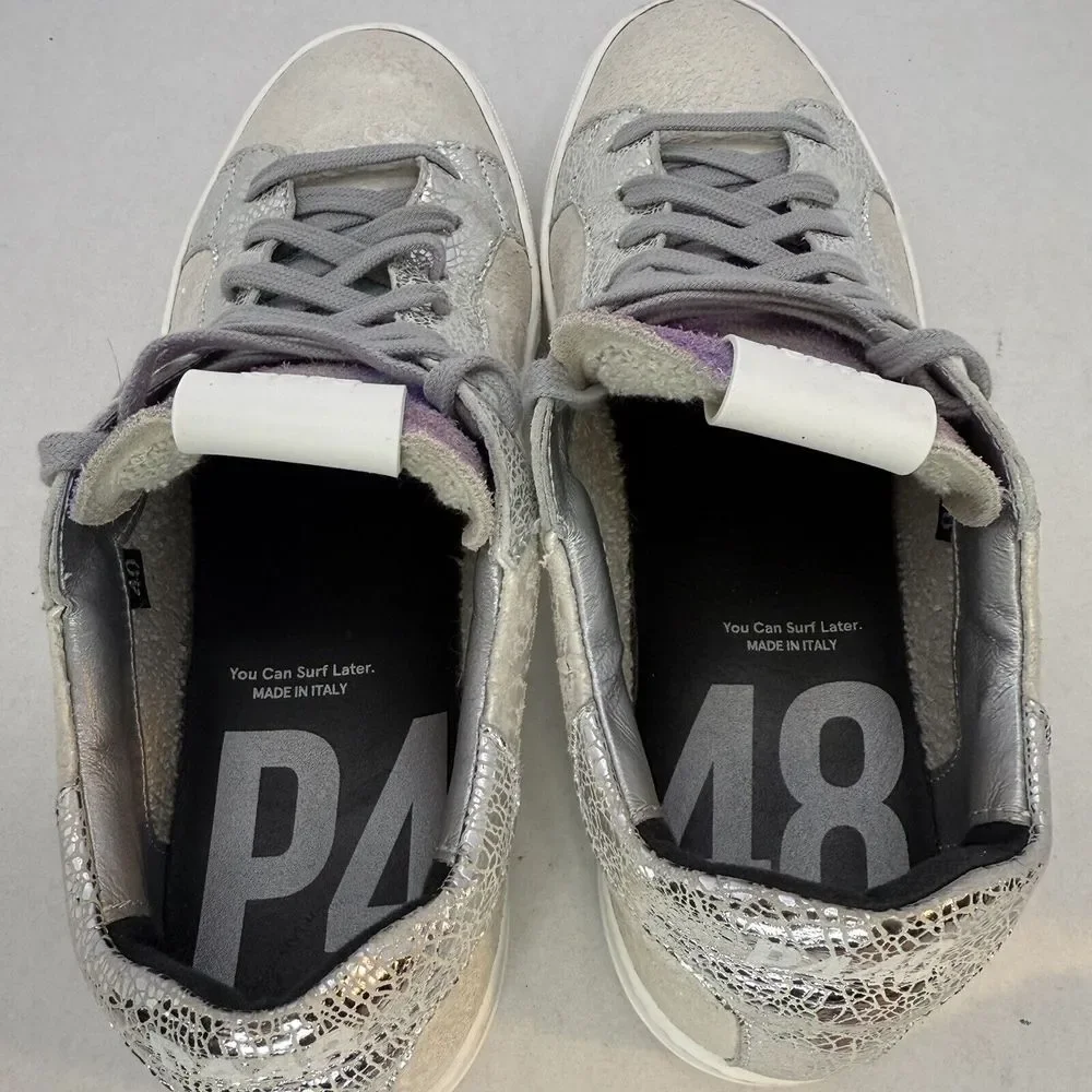 P448 Thea Women's US Size 9-9.5 EU 40 Sneakers Metallic White Multi Shimmer